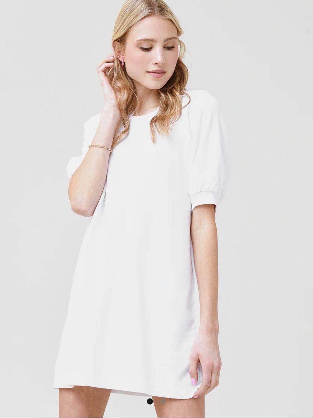 Z Supply Gianna White Terry Puff Sleeve Dress Size XS